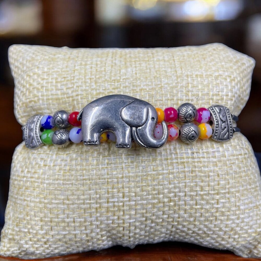 Bohemian Elephant Beaded Bracelet Colorful Adjustable Hippie Indie Festival Cute